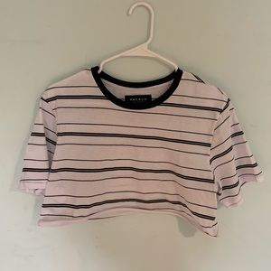 self cropped striped tee shirt